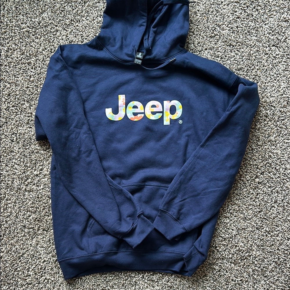 Jeep Navy Hoodie with Floral Logo